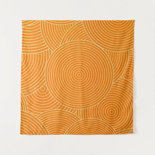 Orange ornamental seamless pattern tapestry (Front)