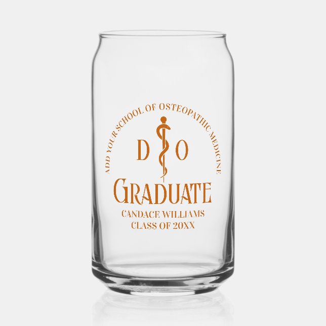Orange Osteopathic Medical School Graduation Can Glass (Front)