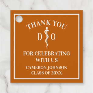 Orange Osteopathic Medical School Graduation Party Favour Tags