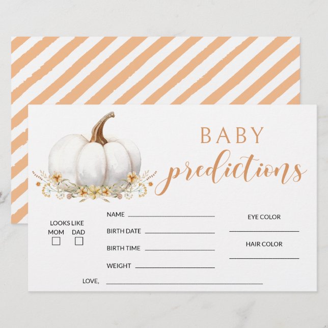 Orange our little pumpkin baby shower predictions stationery (Front/Back)