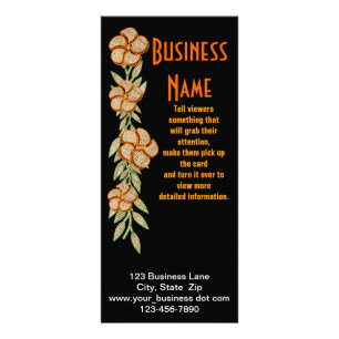 Orange Outlined Burlap Texture Flower Artwork Rack Card