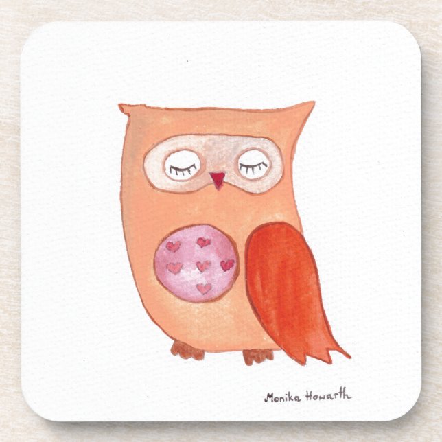 Orange owl coaster (Front)