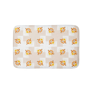Orange Owl Illustration Pattern Bath Mat