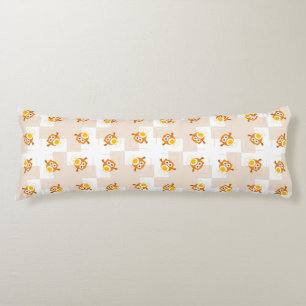 Orange Owl Illustration Pattern Body Pillow