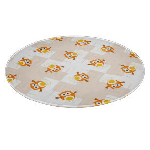 Orange Owl Illustration Pattern Cutting Board