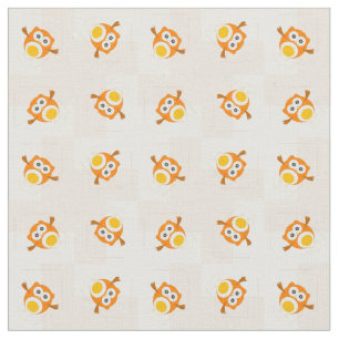 Orange Owl Illustration Pattern Fabric