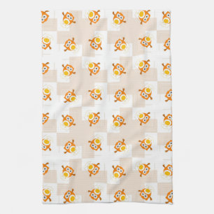 Orange Owl Illustration Pattern Kitchen Towel