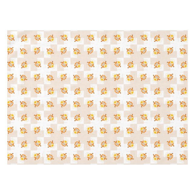 Orange Owl Illustration Pattern Tablecloth (Front (Horizontal))