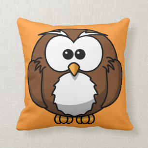 Orange Owl Throw Pillow