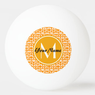 Orange Owls Custom Monogram Ping Pong Ball
