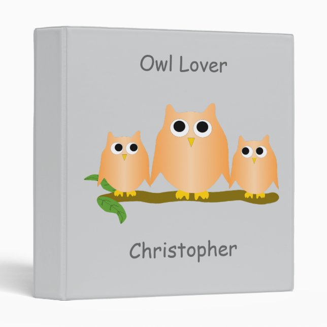 Orange Owls Design Any Colour Background Binder (Front/Spine)