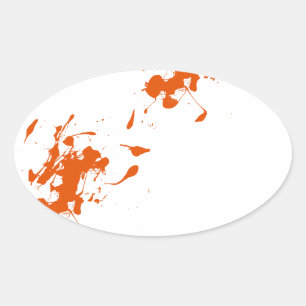 Orange paint splash oval sticker