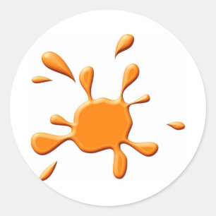 Orange Paint Splodge Classic Round Sticker
