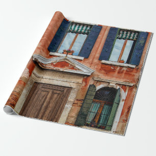 ORANGE PAINTED BUILDING FACADE WRAPPING PAPER
