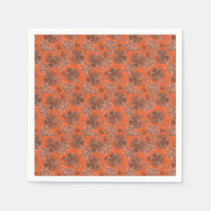 Orange paisley damask floral oriented ethnic napkin