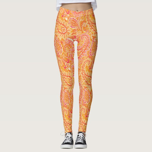 Orange Paisley Leggings (Front)