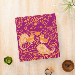 Orange Paisley Love Birds Binder