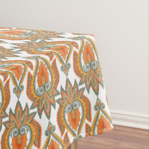 Orange Paisley Pattern Tablecloth