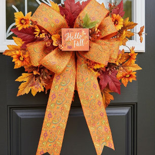 Orange paisley satin ribbon