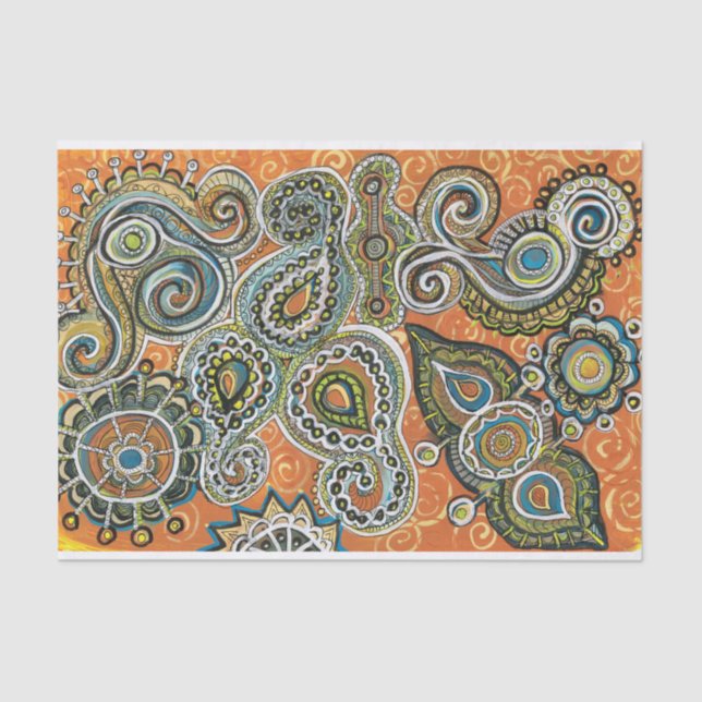 orange paisley tissue paper (Front)