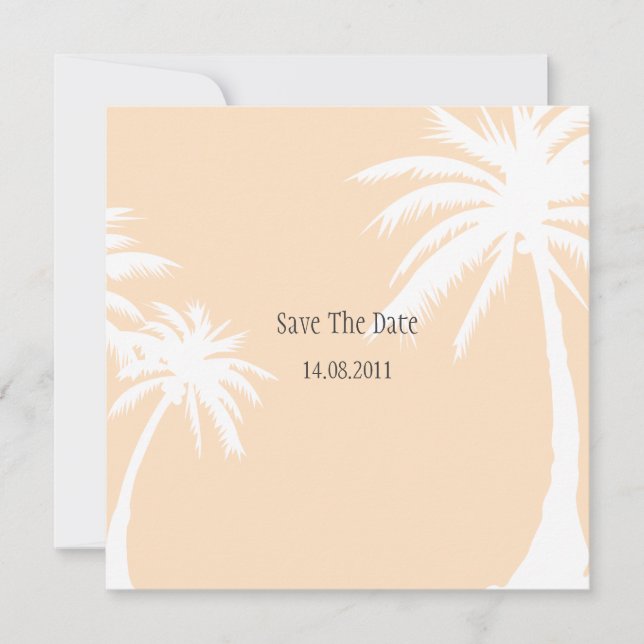 Orange Palm Tree Wedding Save the Date (Front)