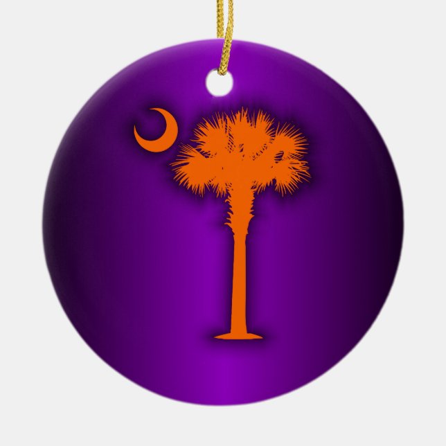 Orange Palmetto Ceramic Ornament (Front)
