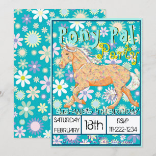 Orange Palomino Birthday II (soft green floral) Invitation