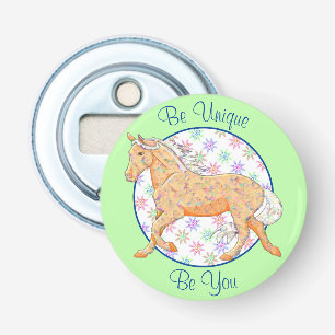 Orange Palomino Horse (pink/green) Bottle Opener
