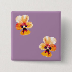 orange pansies 2 inch square button