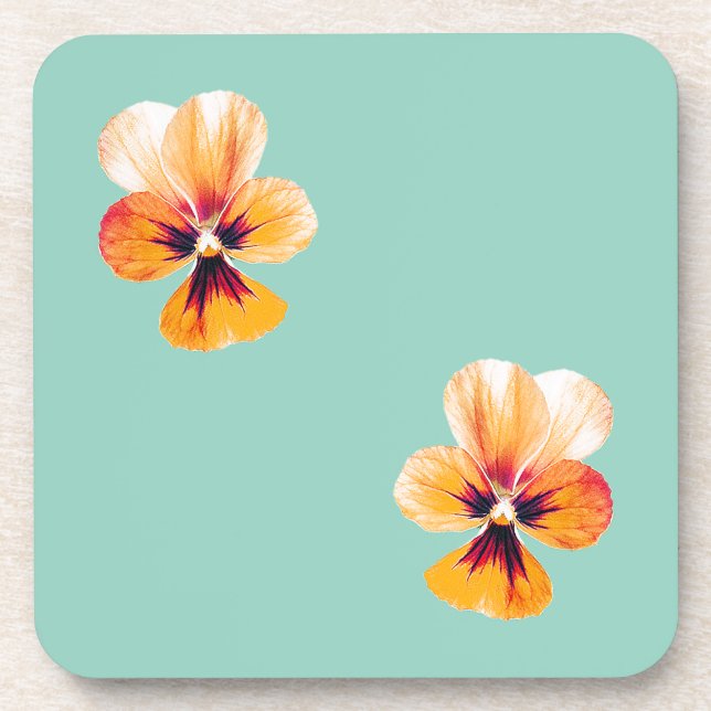 orange pansies beverage coasters (Front)