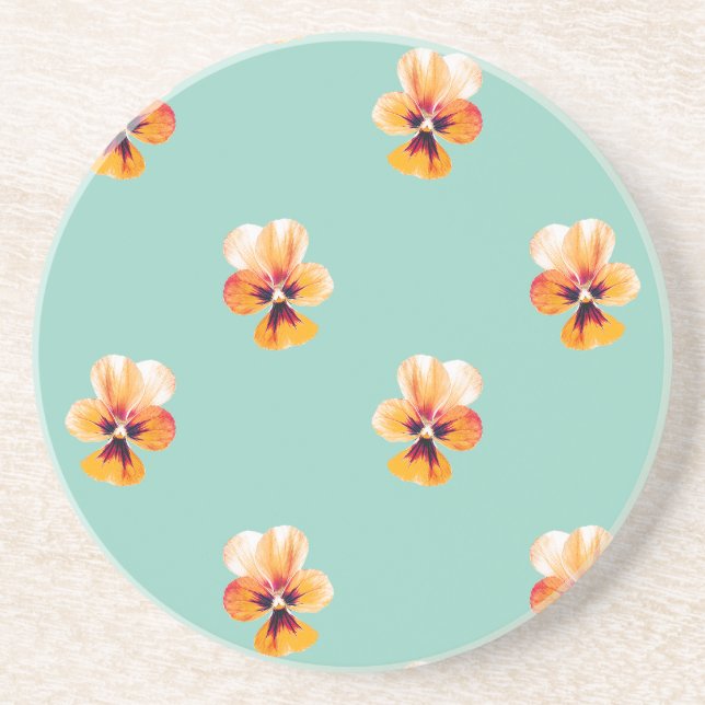 orange pansies coaster (Front)