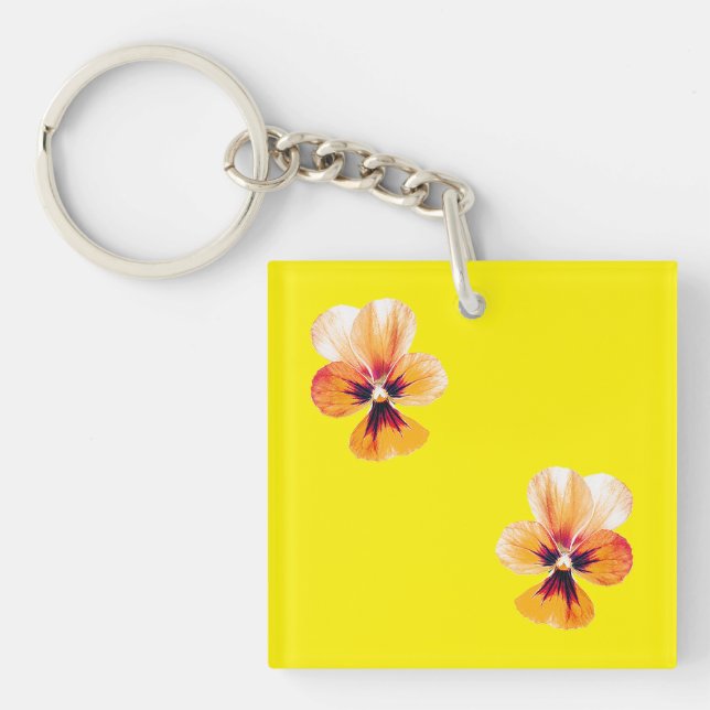 orange pansies keychain (Front)