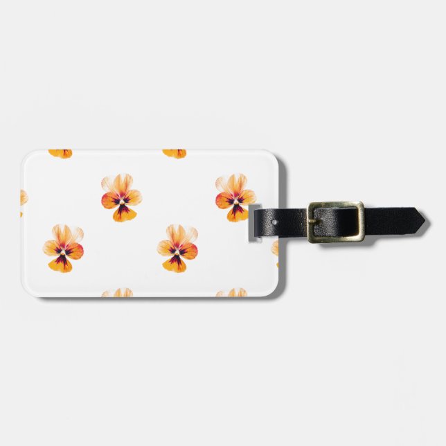 orange pansies luggage tag (Front Horizontal)