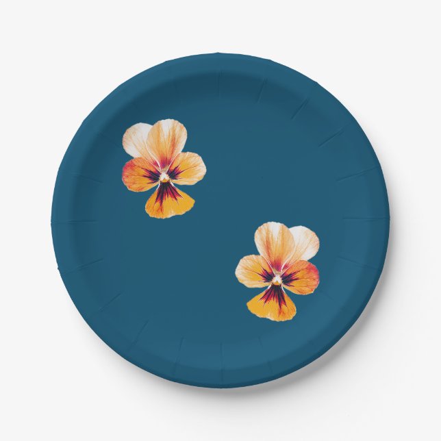 orange pansies paper plate (Front)