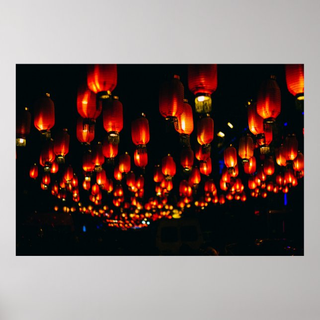 ORANGE PAPER LANTERNS DURING NIGHT TIME POSTER (Front)