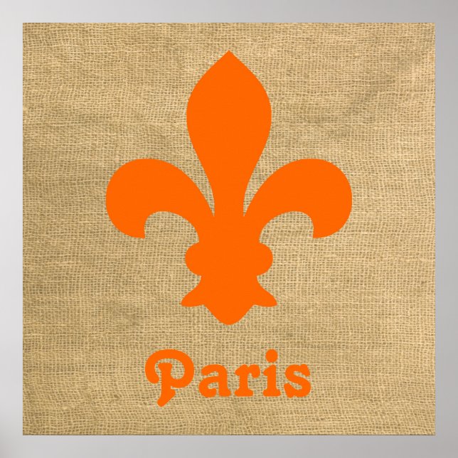 Orange Parisian Moods Fleur de Lys Poster (Front)