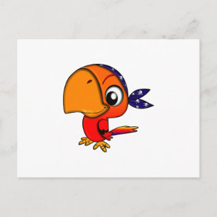 Orange parrot cartoon postcard