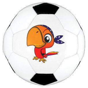 Orange parrot cartoon soccer ball