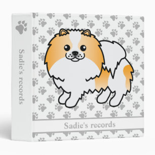 Orange Parti-Colour Pomeranian Cartoon Dog & Text Binder