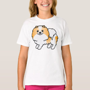 Orange Parti-Colour Pomeranian Cute Cartoon Dog T-Shirt