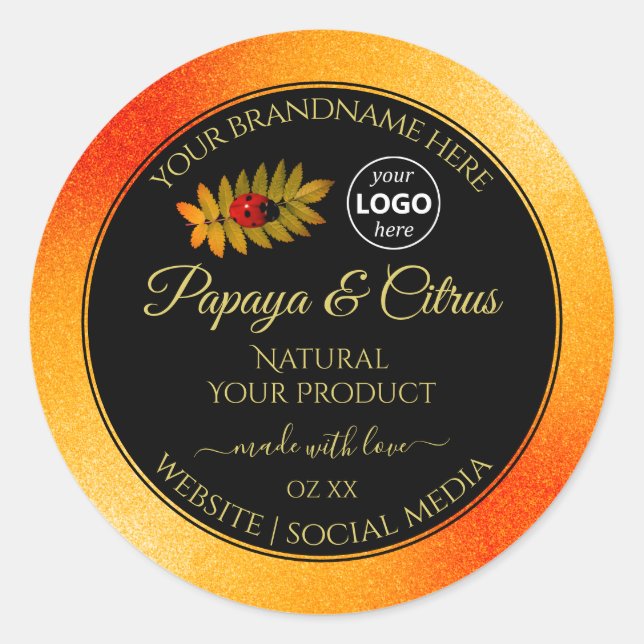 Orange Parties scintillant Noir Étiquettes Ladybug (Devant)