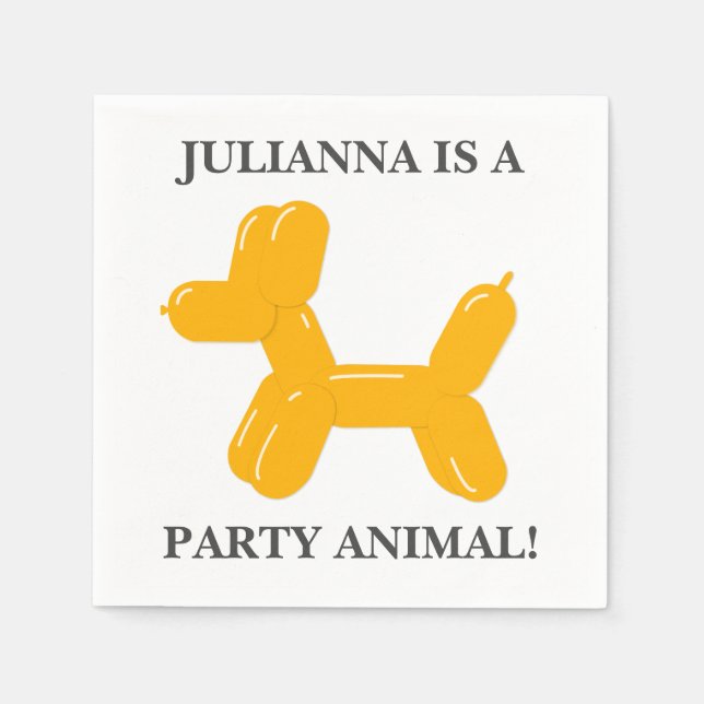 Orange Party Animal Carnival Balloon Shaped Dog Napkin (Front)