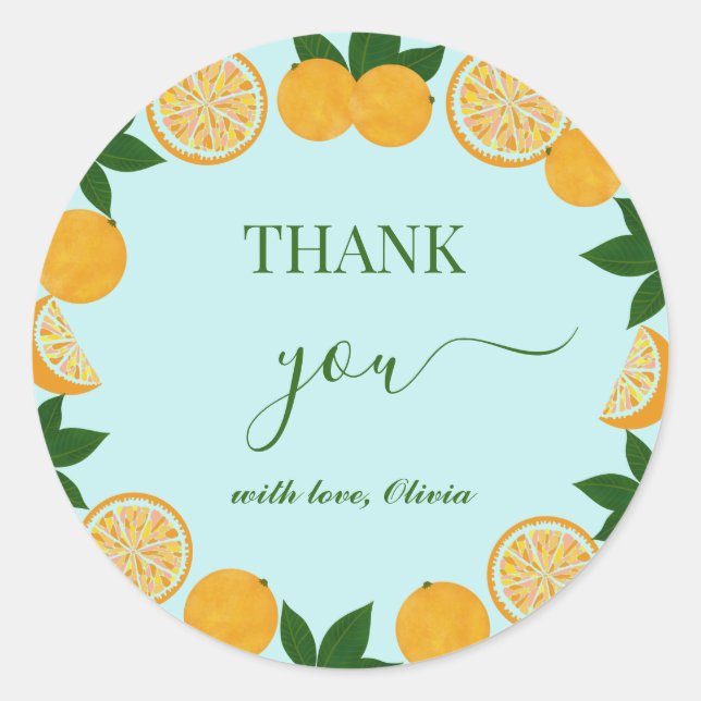 Orange Party Fruit Fresh Baby gift Classic Round Sticker (Front)