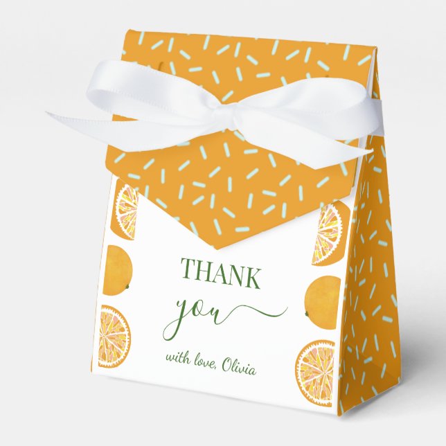 Orange Party Fruit Fresh Baby Shower Favor Box (Front Side)