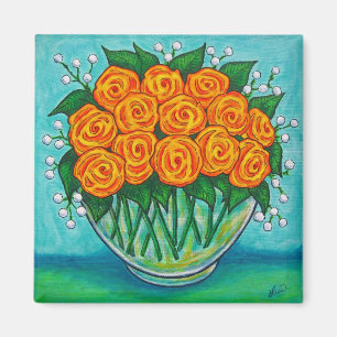 Orange Passion Roses Magnet