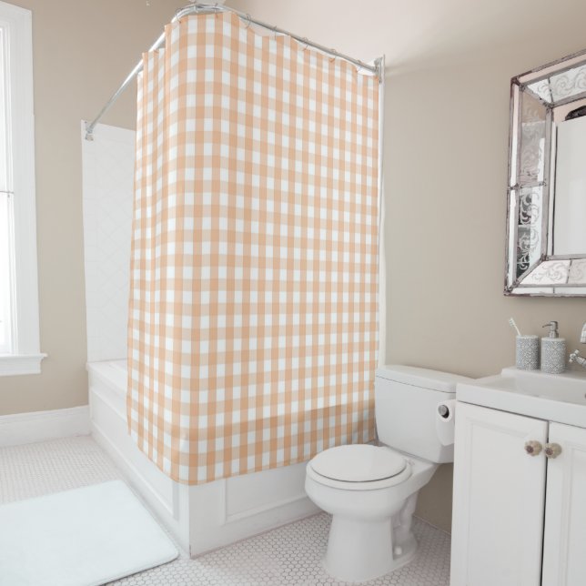Orange Pastel Gingham Pattern Modern Farmhouse (In Situ)