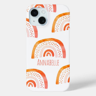 Orange Pastel Rainbow Personalized Pattern iPhone 15 Case