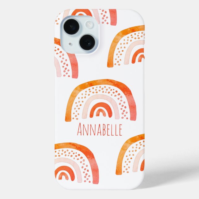 Orange Pastel Rainbow Personalized Pattern Case-Mate iPhone Case (Back)