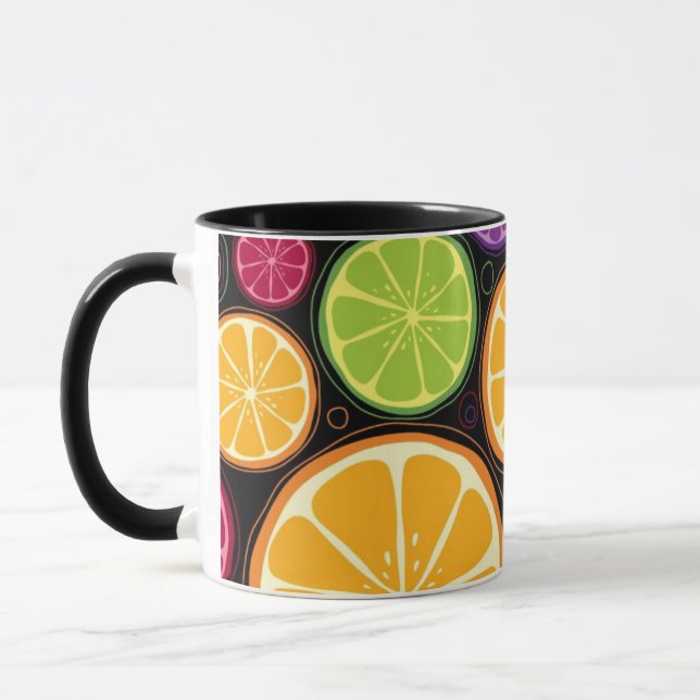 Orange pattern and background mug (Left)