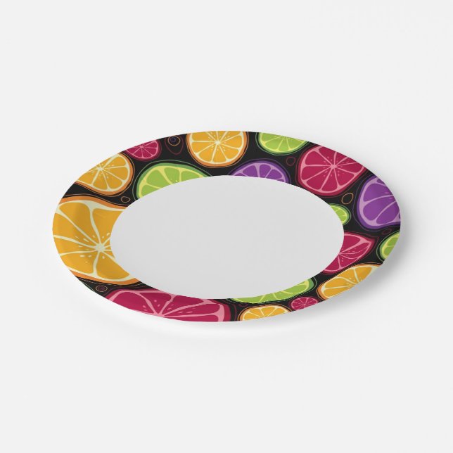 Orange pattern and background paper plate (Angled)